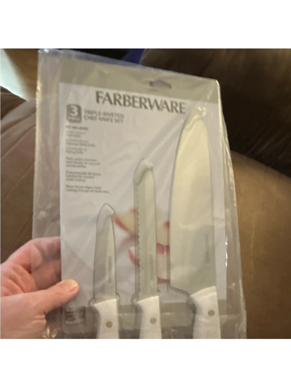 Farberware White 3-Piece Knife Set with Stainless Blades
